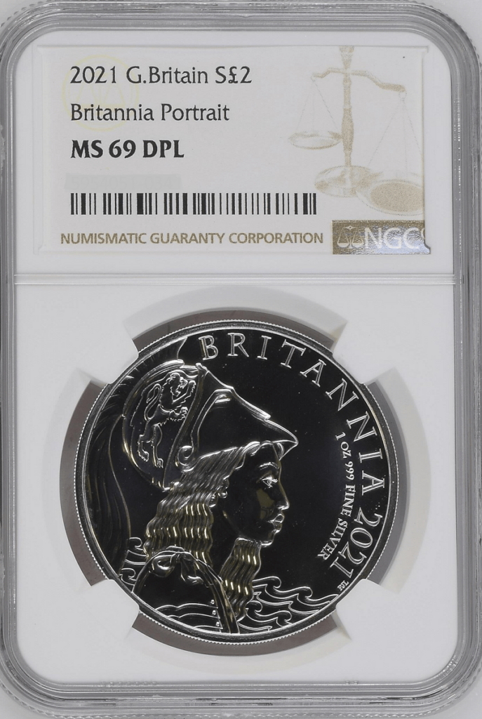 Great Britain Britannia Portrait Oz Silver Coin Ngc Ms Dpl