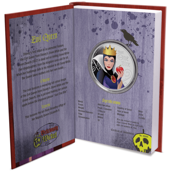 2018 Niue Disney Villains Snow White Evil Queen 1 oz Silver Proof Coin - Image 4