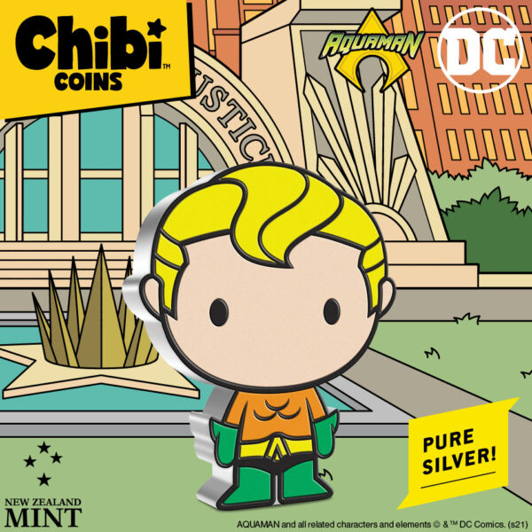 2021 Niue Chibi DC Aquaman 1 oz Silver Coin - Image 3