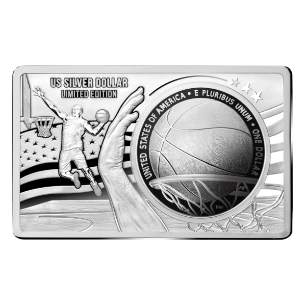 2020 U.S. Basketball Curved Commemorative 2.77oz Silver Proof Bar