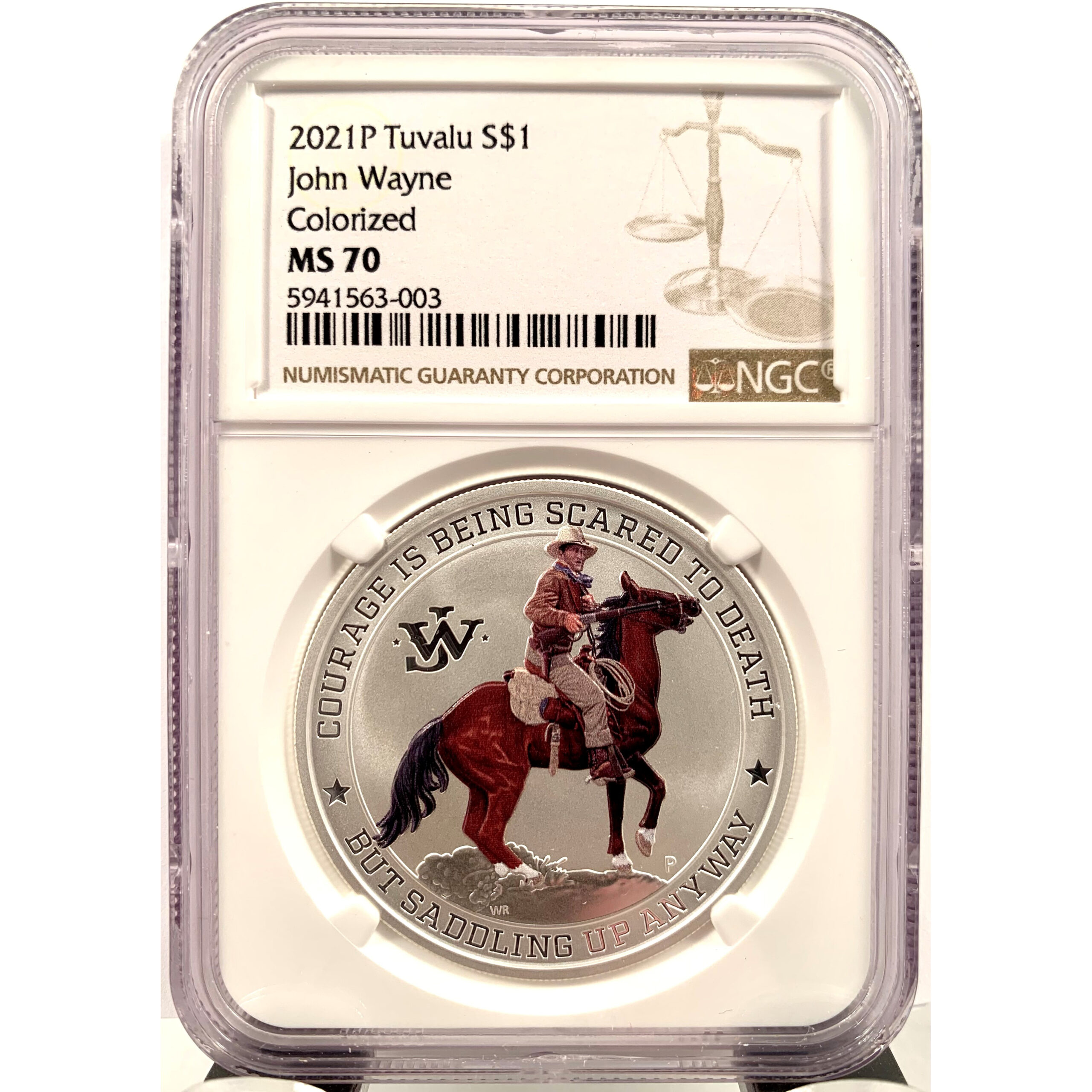 2021 Tuvalu John Wayne Colorized 1 oz Silver Coin NGC MS 70 - GRReserve.com