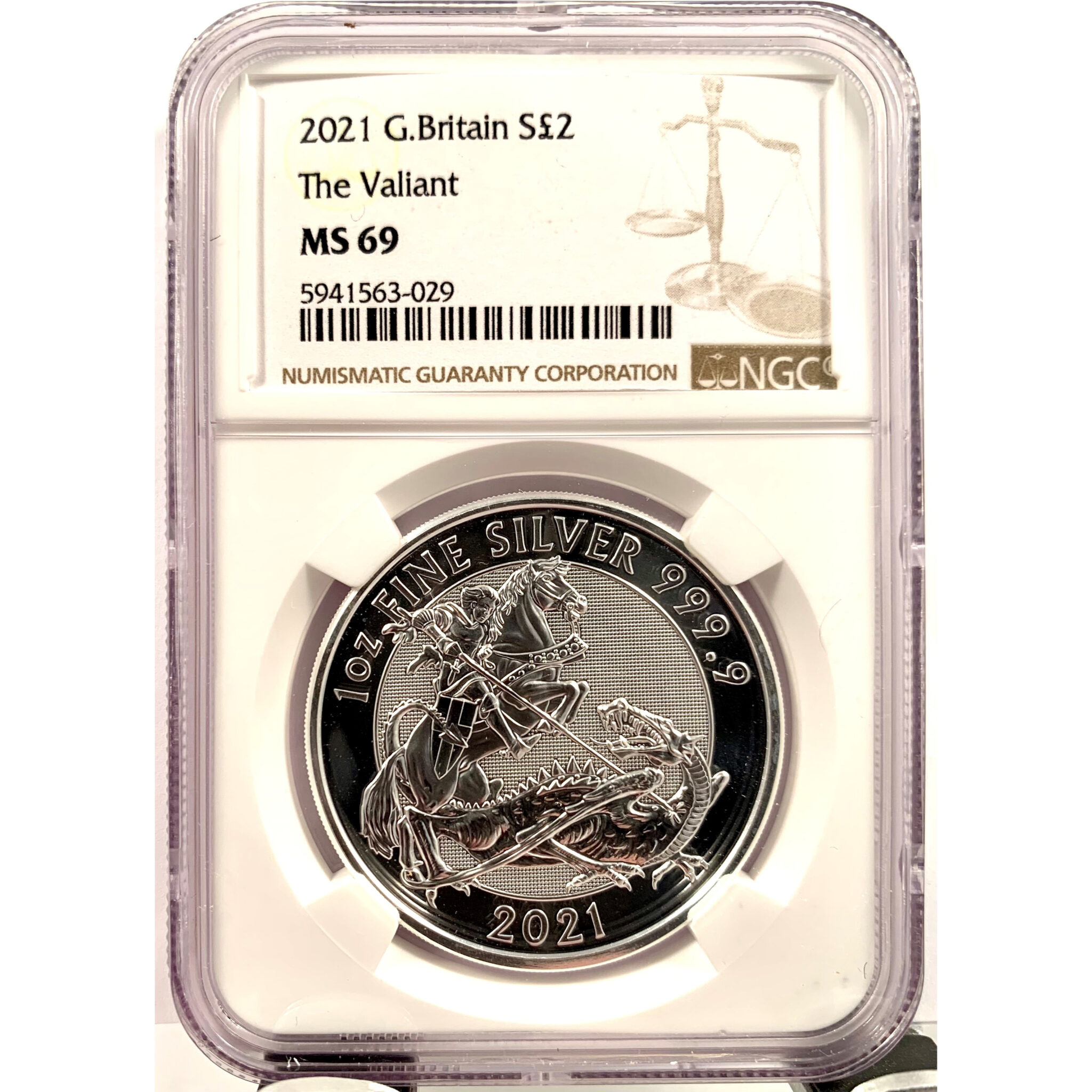 2021 Great Britain Valiant 1 Oz Silver Coin NGC MS 69 - GRReserve.com