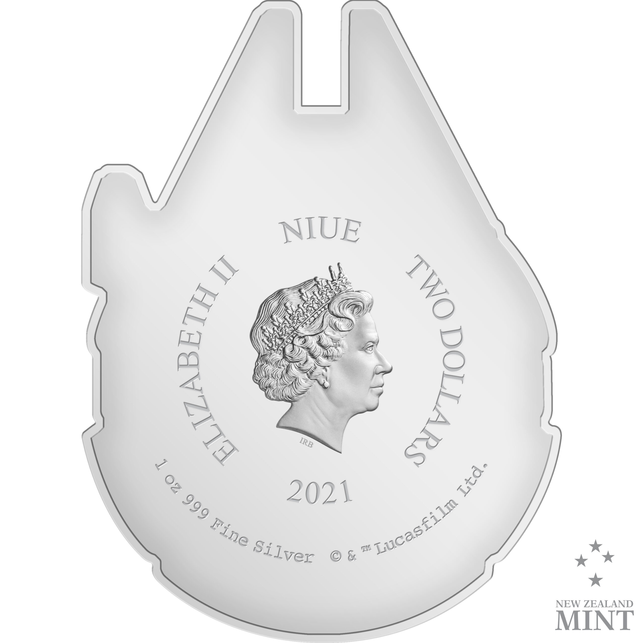 2021 Niue Star Wars Millennium Falcon Shaped 1 oz Silver Coin