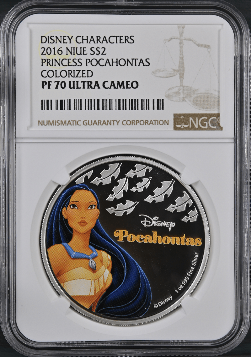 2016 Niue Princess Pocahontas Colorized 1oz Silver Coin PF 70