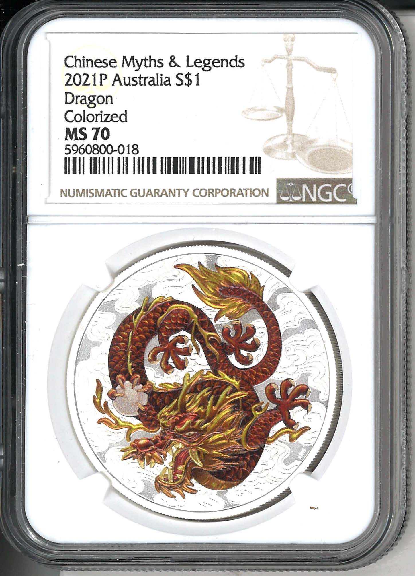 2021 Australia Chinese Myths and Legends Dragon 1oz Silver Coin MS 70 ...