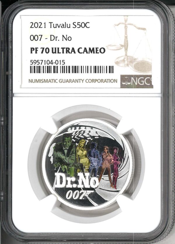2021 Tuvalu James Bond 007 Dr. No 1/2 oz Silver Coin NGC PF 70 UCAM