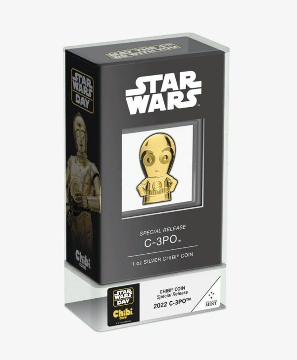2022 Niue Star Wars Special Release C-3PO 1 oz Silver Gilded Chibi Coin
