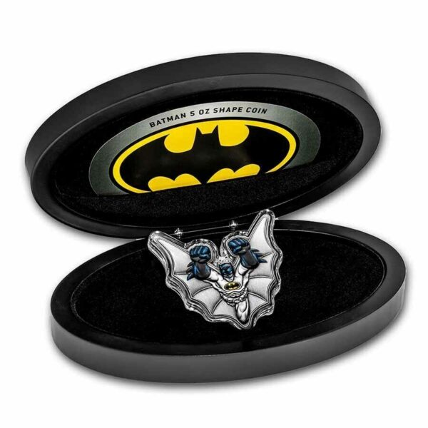 2022 Barbados Batman 5oz Silver Coloured Shaped Coin - Image 5