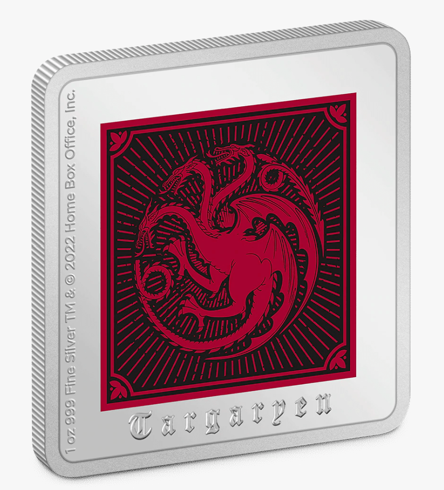 2022 Game of Thrones Targaryen Sigil 1oz Silver Medallion - GRReserve.com