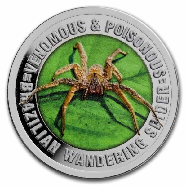 2022 Samoa Venomous & Poisonous Brazilian Wandering Spider .5oz Silver Colorized Coin