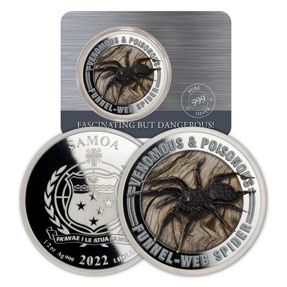 2022 Samoa Venomous & Poisonous Funnel-Web Spider .5oz Silver