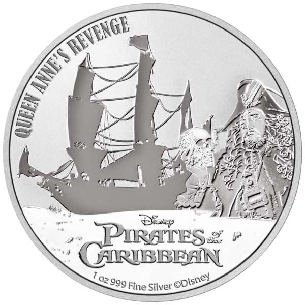 2021 Niue Pirates of the Caribbean Queen Anne's Revenge 1oz Silver BU Coin