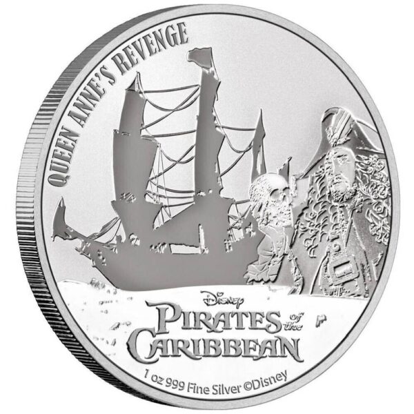 2021 Niue Pirates of the Caribbean Queen Anne's Revenge 1oz Silver BU Coin - Image 2