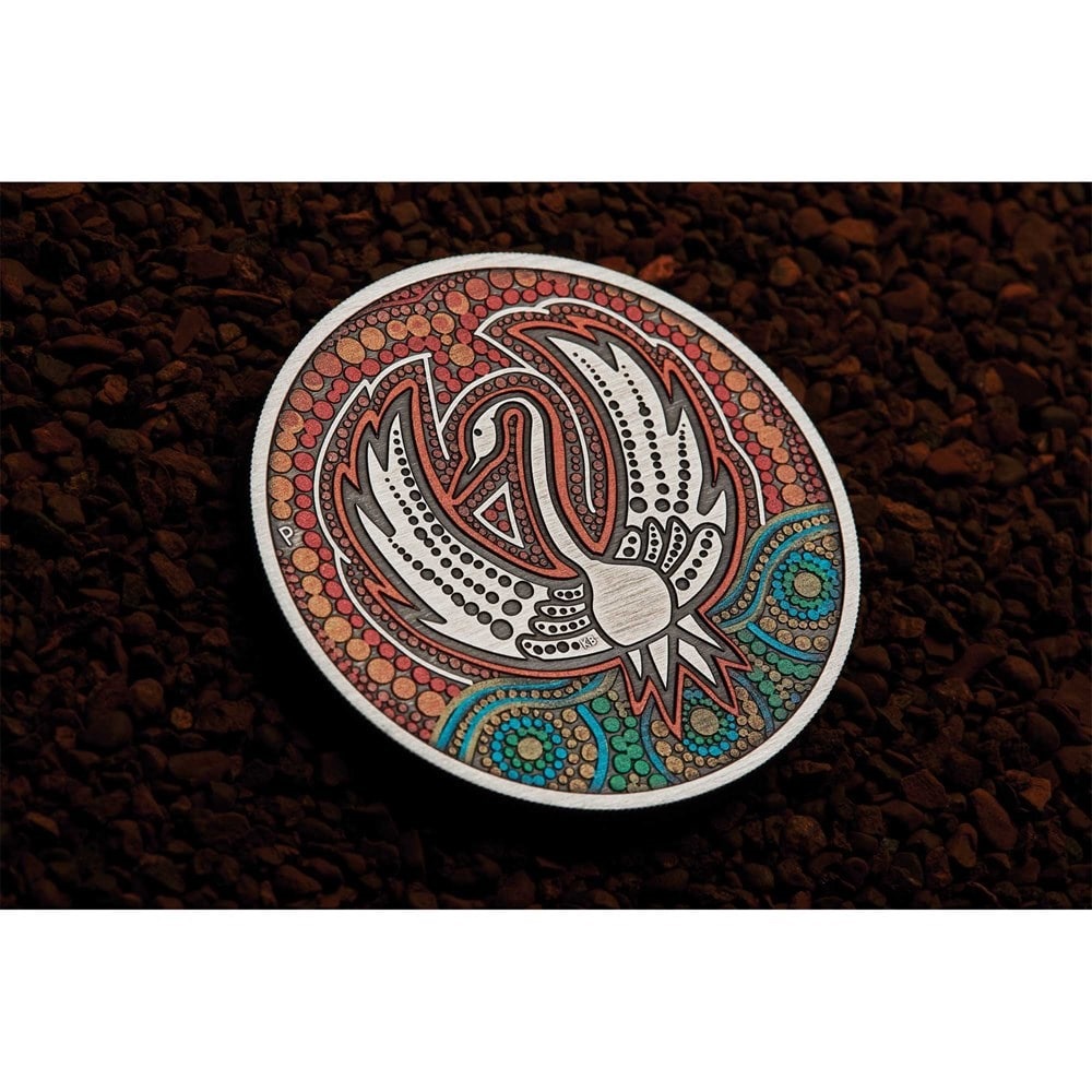 2022 Australia Black Swan Maali 2oz Silver Antiqued Coloured Coin