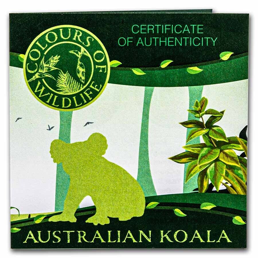 2022 Barbados Colors of Wildlife Australian Koala 3oz Silver Antiqued Coin