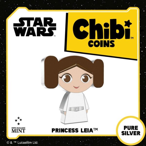 2021 Niue Star Wars Princess Leia 1oz Silver Chibi Coin - Image 5