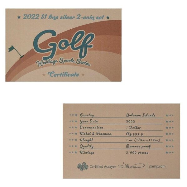 2022 Solomon Islands Heritage Sports Series - Golf 2 Coin Silver Set - Image 8