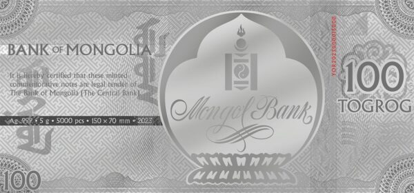 2023 Mongolia Year of the Rabbit .5g Silver Proof-Like Note - Image 2