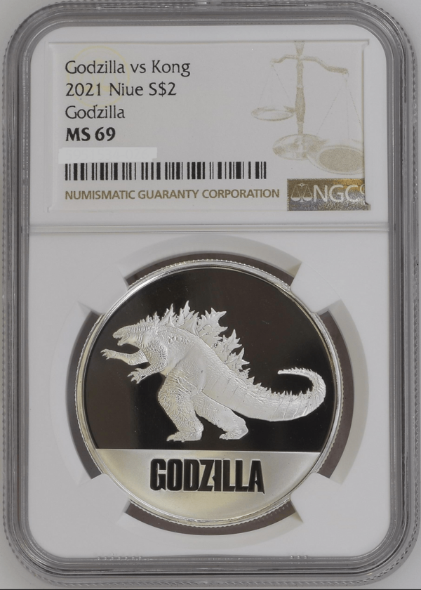 2021 Niue Godzilla vs. Kong Godzilla 1oz Silver BU Coin NGC MS 69