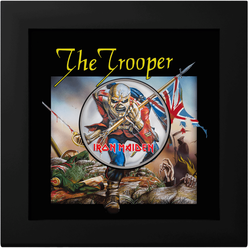 Iron Maiden The Trooper collectible coin framed display.