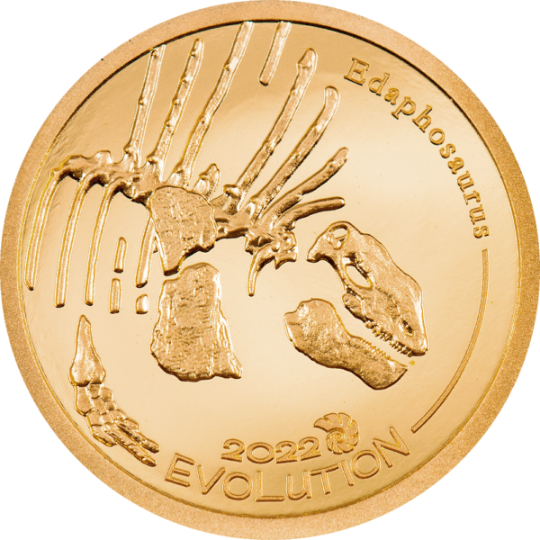 2022 Mongolia Evolution of Life Golden Edaphosaurus .5g Gold Proof Coin