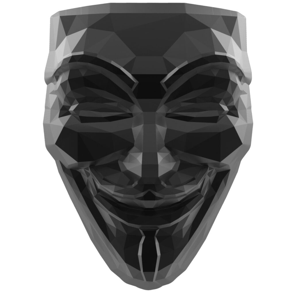 2022 South Korea Rebel Guy Fawkes Mask 2oz Silver Black Antiqued