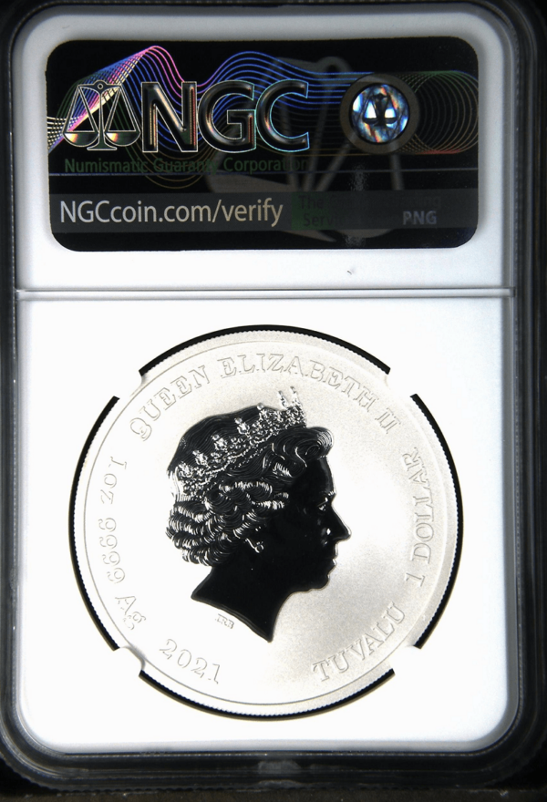 2021 Tuvalu John Wayne 1oz Silver BU Coin NGC MS 70 - Image 2