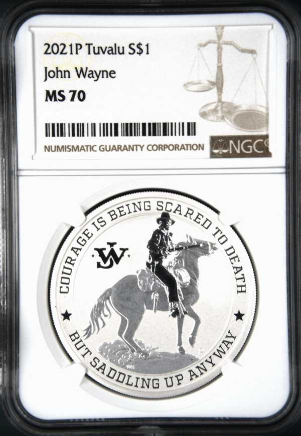 2021 Tuvalu John Wayne 1oz Silver BU Coin NGC MS 70