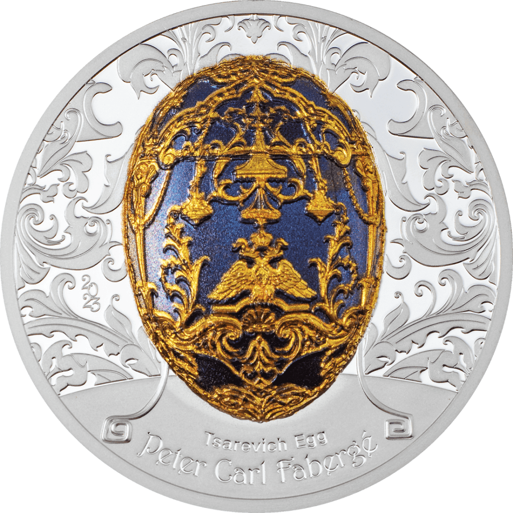 2023 Mongolia Peter Carl Faberge Tsarevich Egg 2oz Silver