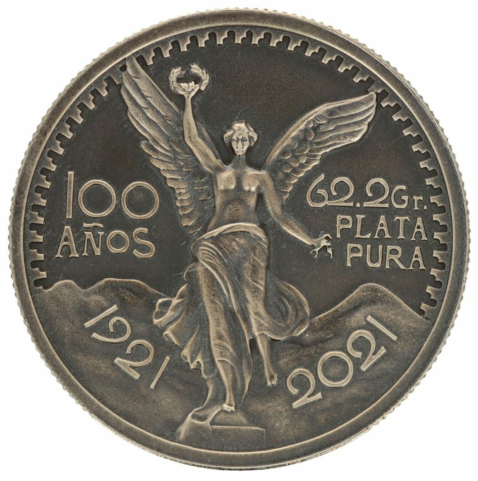 2021 mexico 50 pesos 100th anniversary 2oz silver antiqued coin