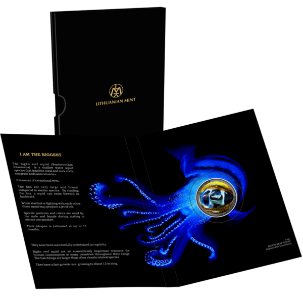 2022 Niue Wild Africa Bigfin Reef Squid .5oz Silver Coin - Image 4