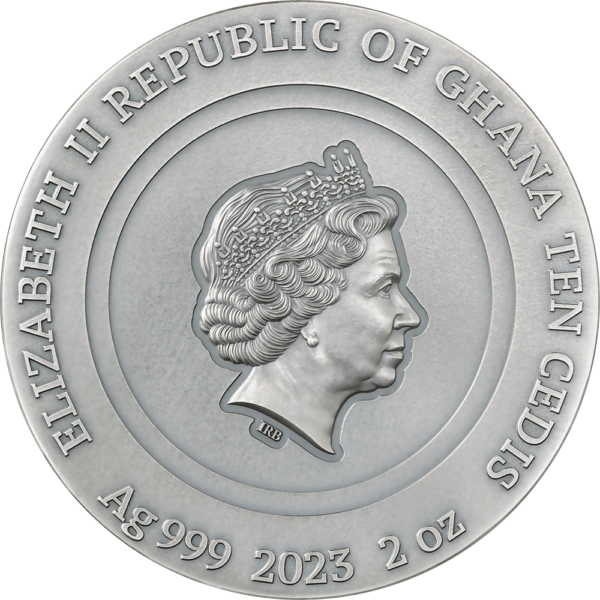 2023 Ghana Nature Architects Bumblebee 2oz Silver Antique Coin - Image 2