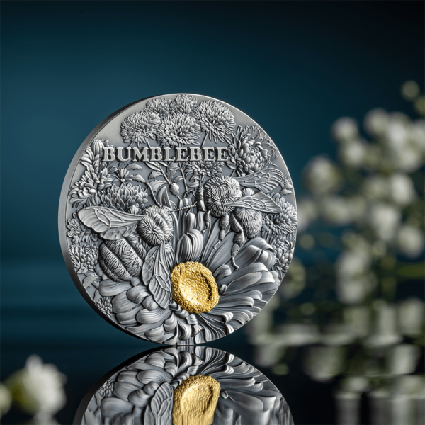 2023 Ghana Nature Architects Bumblebee 2oz Silver Antique Coin - Image 3