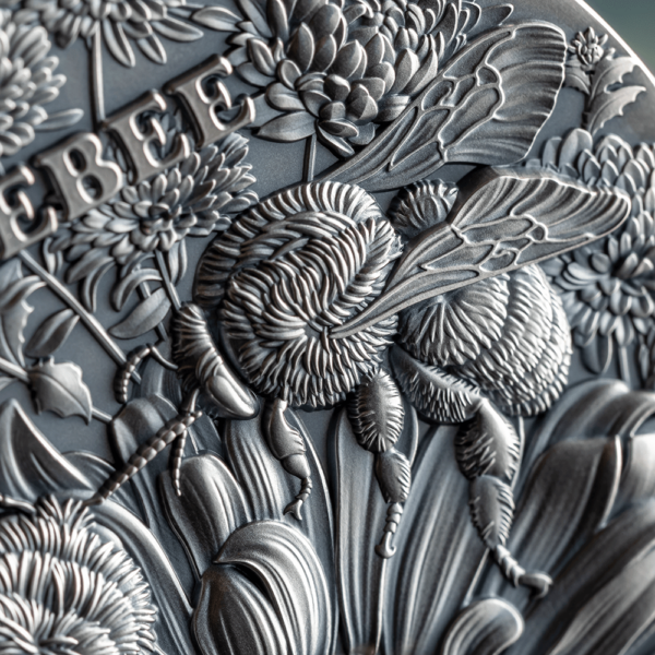 2023 Ghana Nature Architects Bumblebee 2oz Silver Antique Coin - Image 6