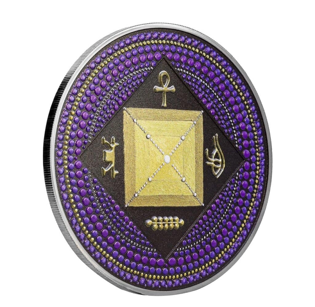 Pyramid Pattern Coins 2022 Palau Dot Art Egyptian Pyramid 3 oz Silver Black Proof Coin