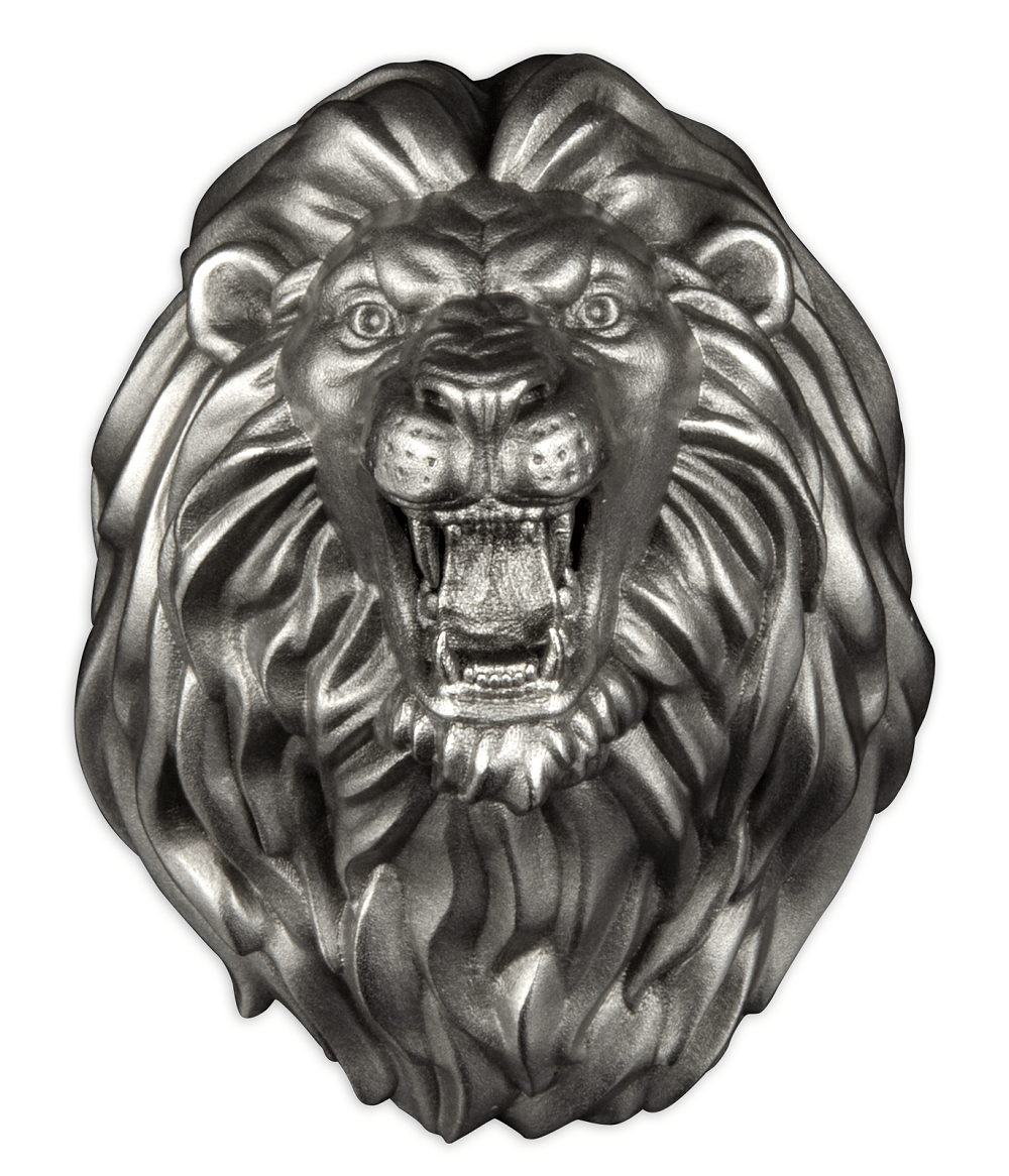 2023 Burundi Lion Head 3oz Silver 3D Shaped Antiqued Coin 