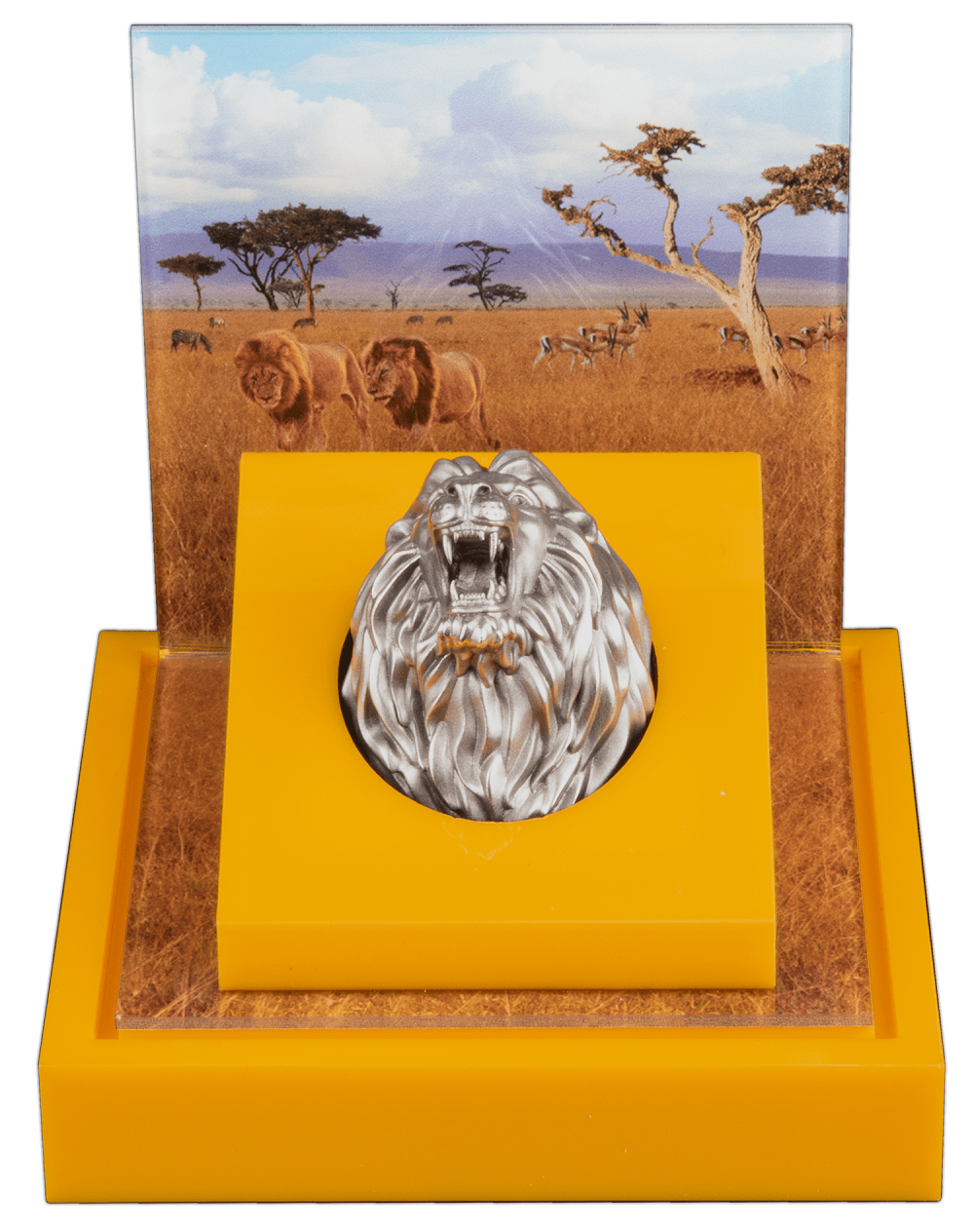 2023 Burundi Lion Head 3oz Silver 3D Shaped Antiqued Coin 