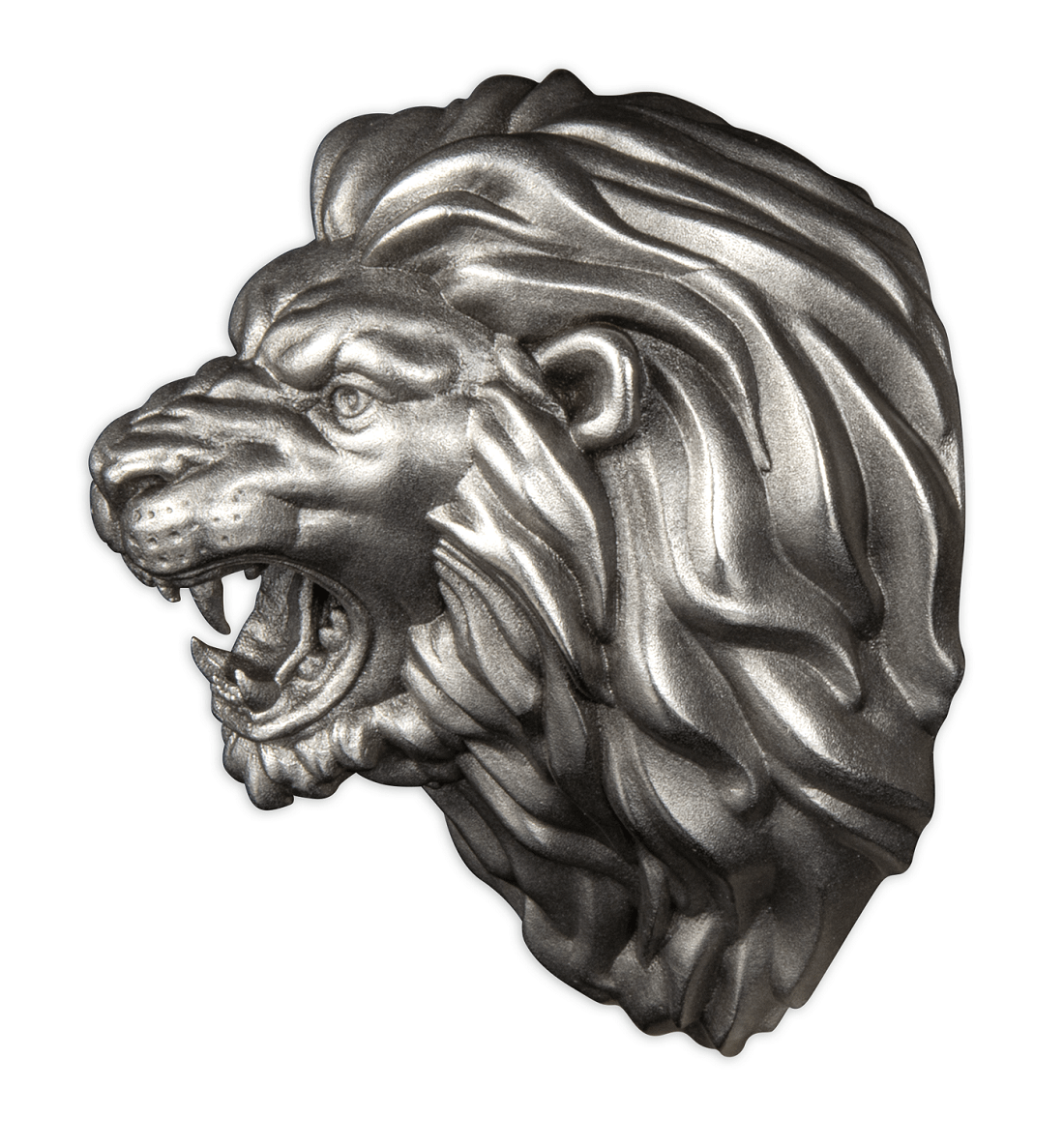 2023 Burundi Lion Head 3oz Silver 3D Shaped Antiqued Coin 