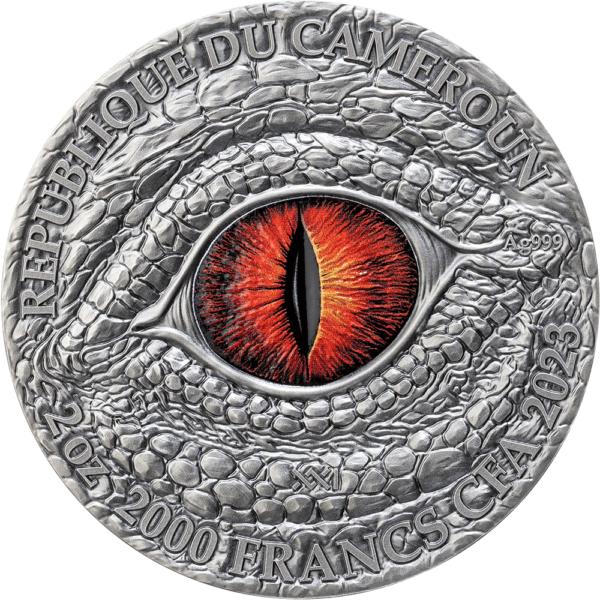 2023 Cameroon The Dragonology Flaming Wyvern 2oz Silver Antiqued Coin - Image 2