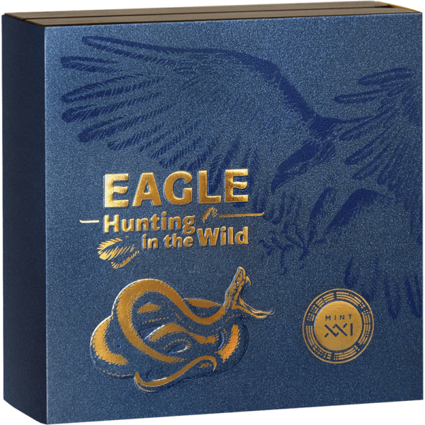 2023 Ghana Hunting in the Wild Eagle 50 Gram Silver Antiqued Coin - Image 3