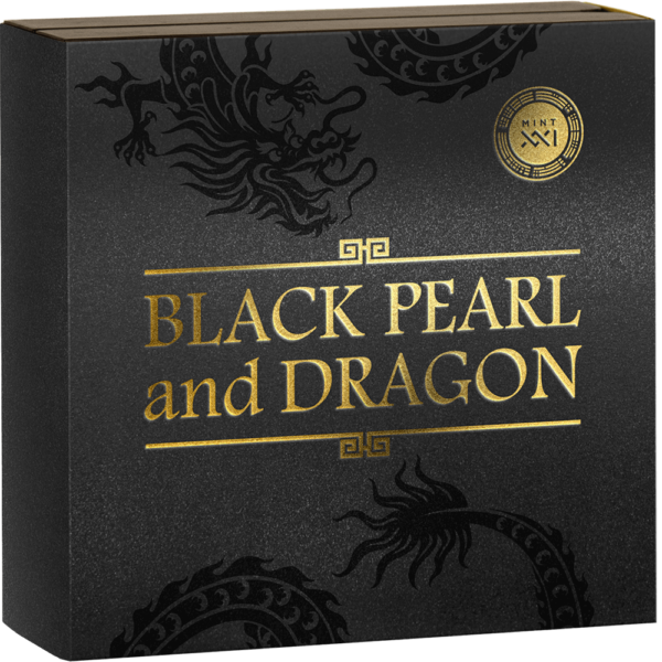 2023 Niue Divine Pearls Black Pearl and Dragon 2oz Silver Antiqued Coin - Image 3