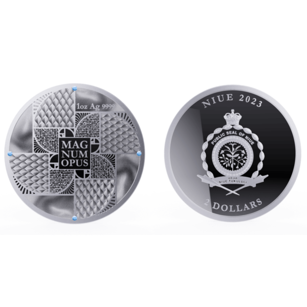 2023 Niue Magnum Opus 1 oz Silver Proof w/Swarovski Crystals Coin - Image 3