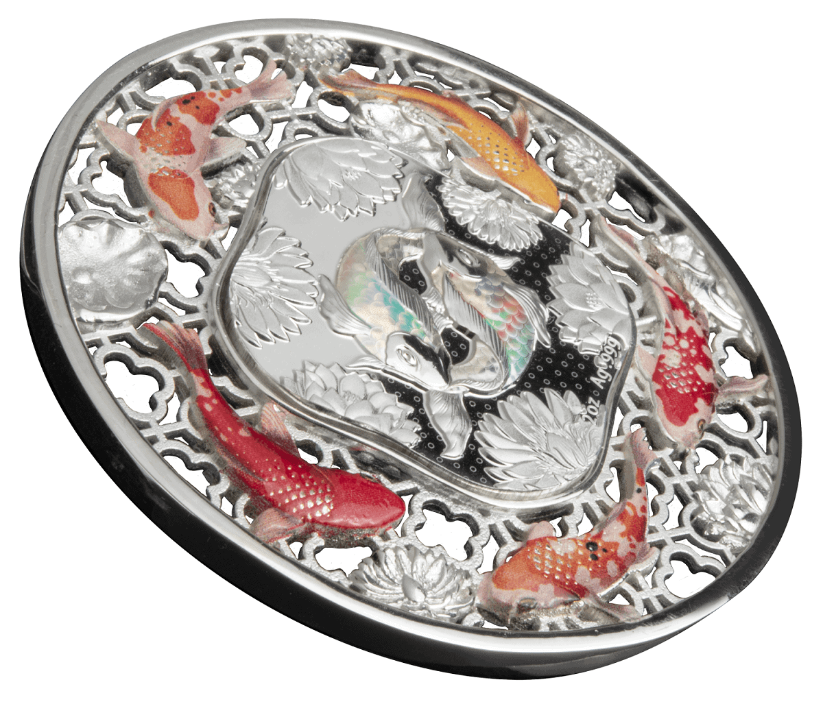 2023 Solomon Islands Filigree Koi 2oz Silver Proof-like Coin