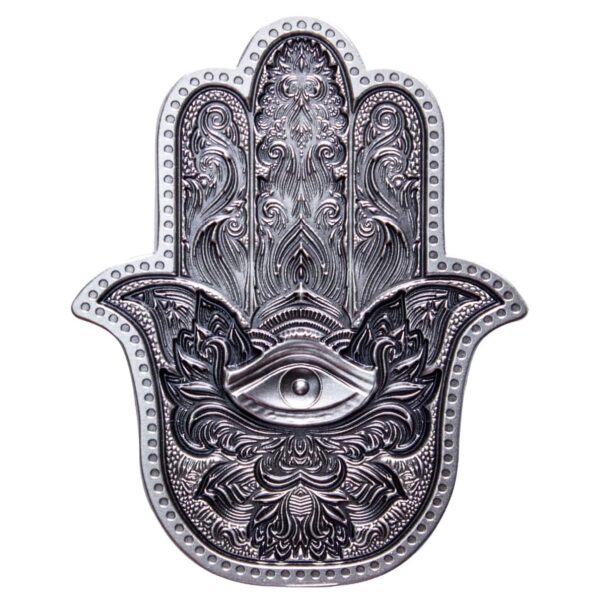 2022 South Korea Hamsa Hand of Fatima 2oz Silver Antiqued Stacker - Image 2