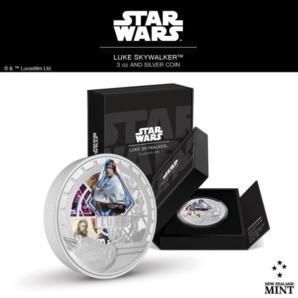 2023 Niue Star Wars Luke Skywalker 3oz Silver Colorized Proof Coin - Image 8