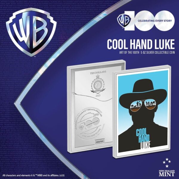 2023 Niue WB Art of the 100th Cool Hand Luke 5oz Silver Poster Coin - Image 7