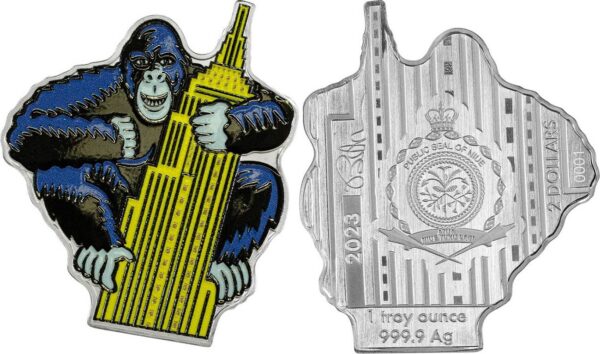 2023 Niue Burton Morris American Pop Gorilla 1oz Silver Shaped Coin - Image 6