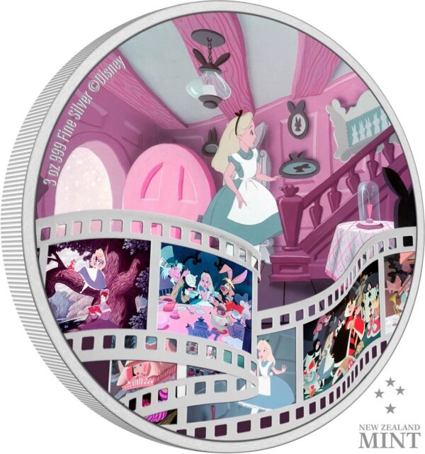 2023 Niue Disney Alice in Wonderland 3oz Silver Colorized Proof Coin - Image 2