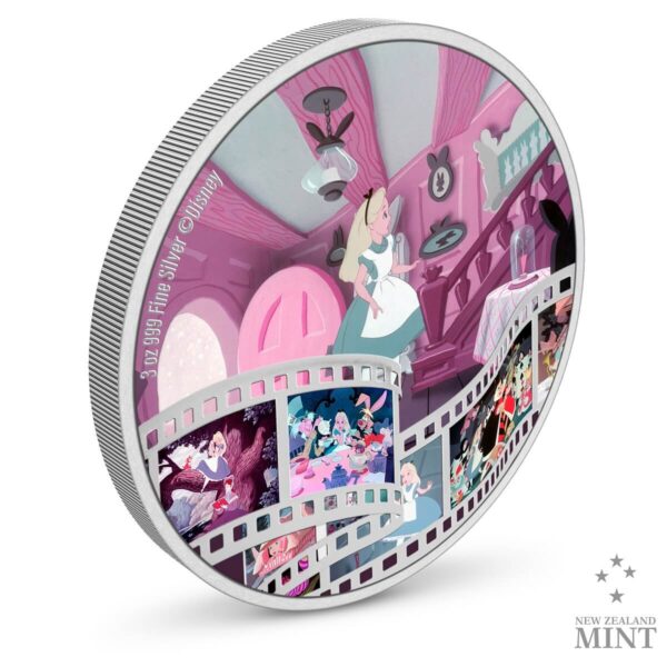 2023 Niue Disney Alice in Wonderland 3oz Silver Colorized Proof Coin - Image 3