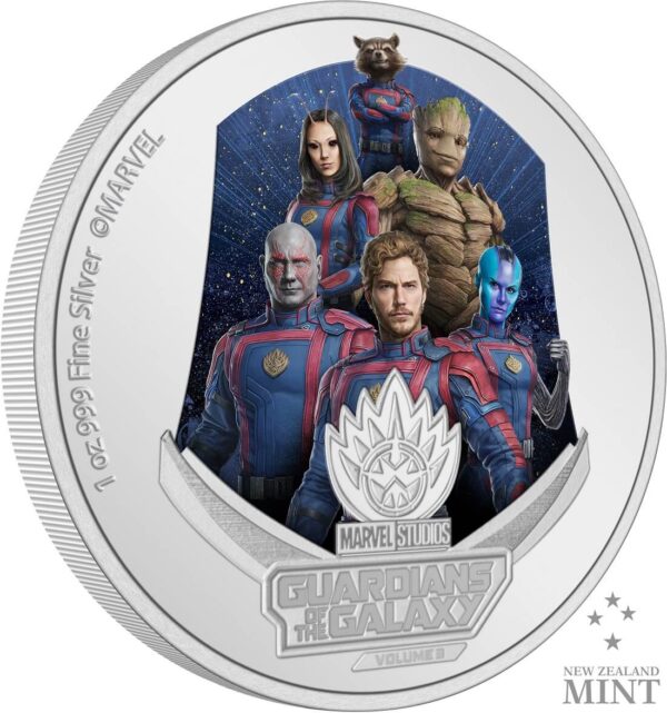 2023 Niue Marvel Guardians of the Galaxy Vol. 3 Colorized 1oz Silver Proof Coin - Image 2